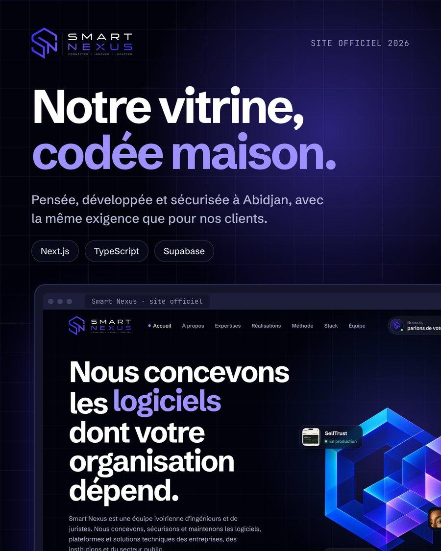 Le site Smart Nexus sur ordinateur : notre vitrine, codée maison